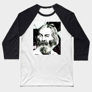 Walt Whitman Black and White Portrait | Walt Whitman Artwork 4 Baseball T-Shirt